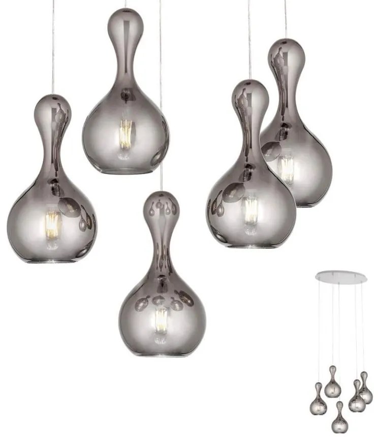 Redo 01-2262 - Luster na lanku LOB 5xE27/42W/230V šedá