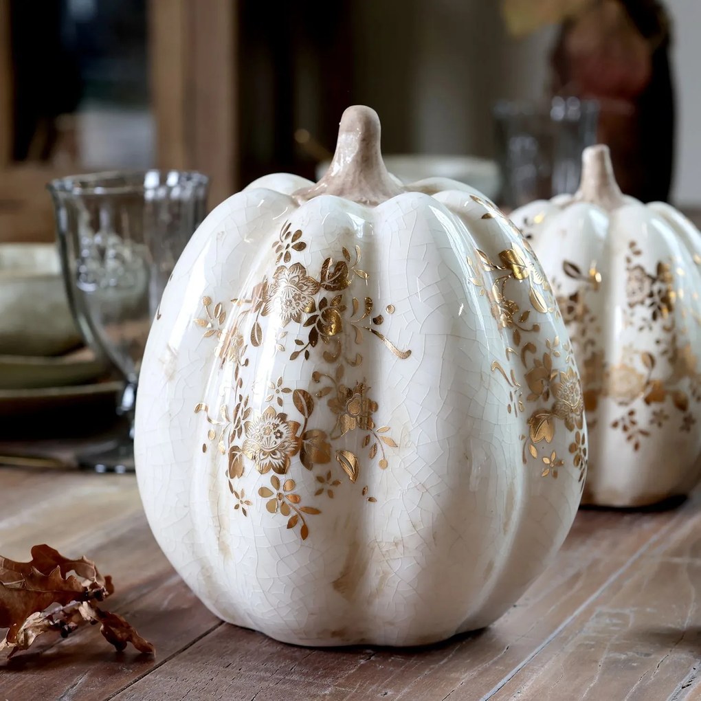 Krémová antik dekorace tekvica Melun - Ø 19*22 cm