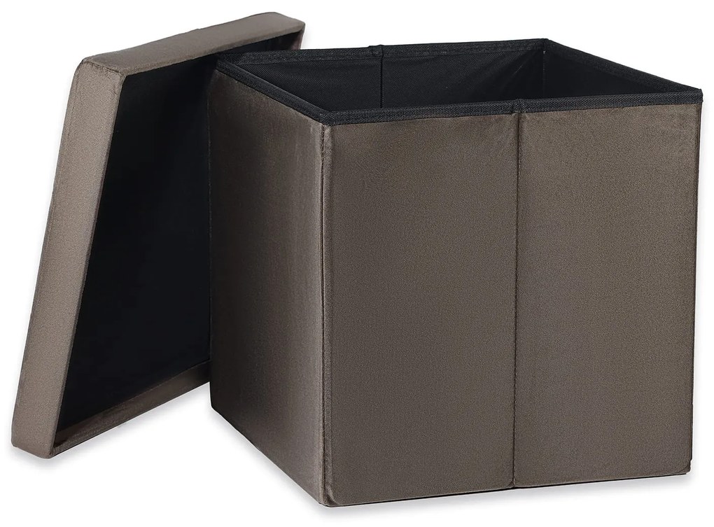 Hnedý skladací taburet ZAREX VELVET L