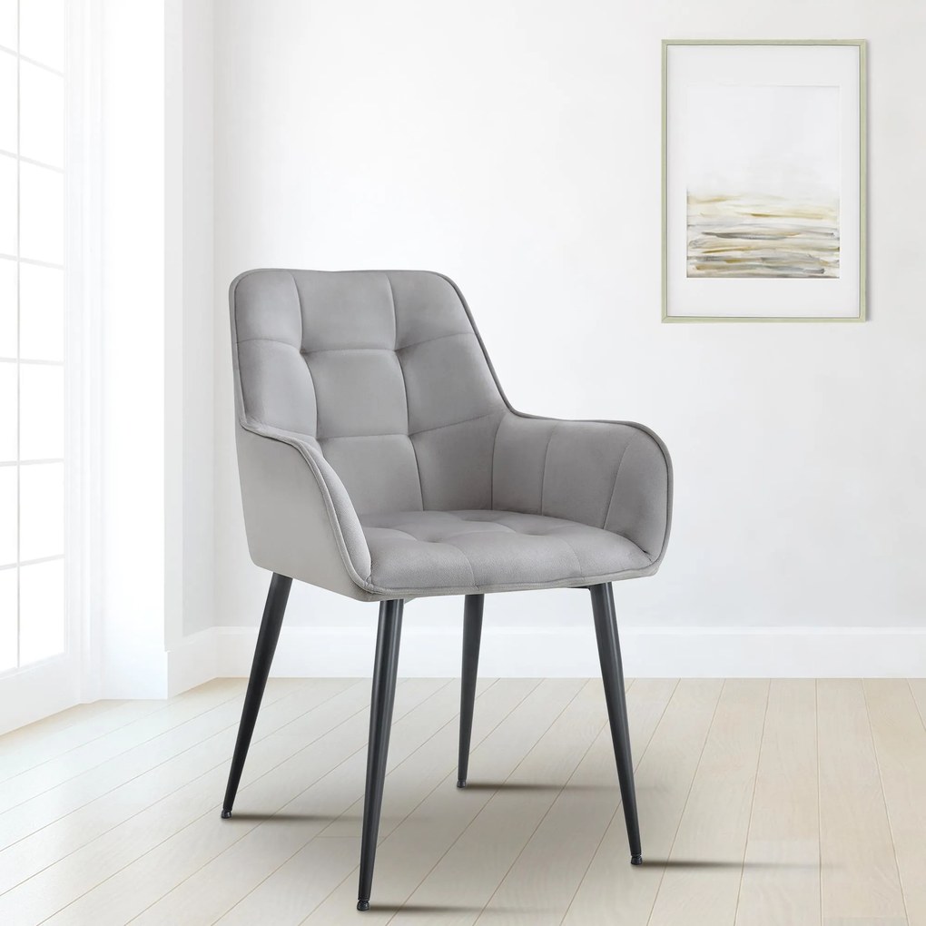 Jedálenská stolička Ferndale - zamat - svetlo šedá