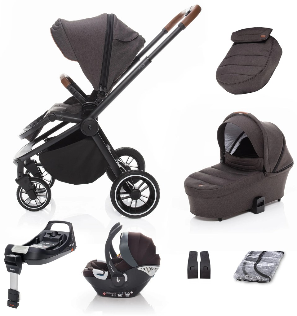 SET kočík Move+ vanička+adaptéry+autosedačka+báza,Rocky Grey/Black