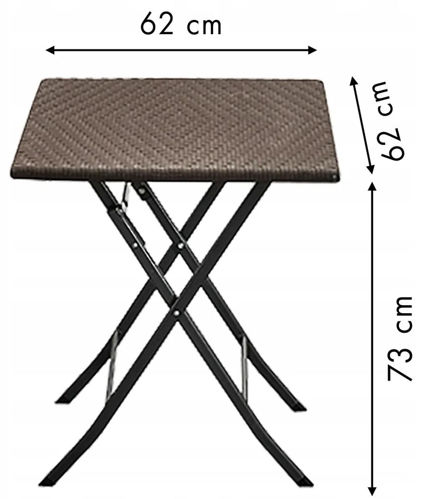 Záhradný stolík skladací konferenčný stolík ratanový balkón 62 cm