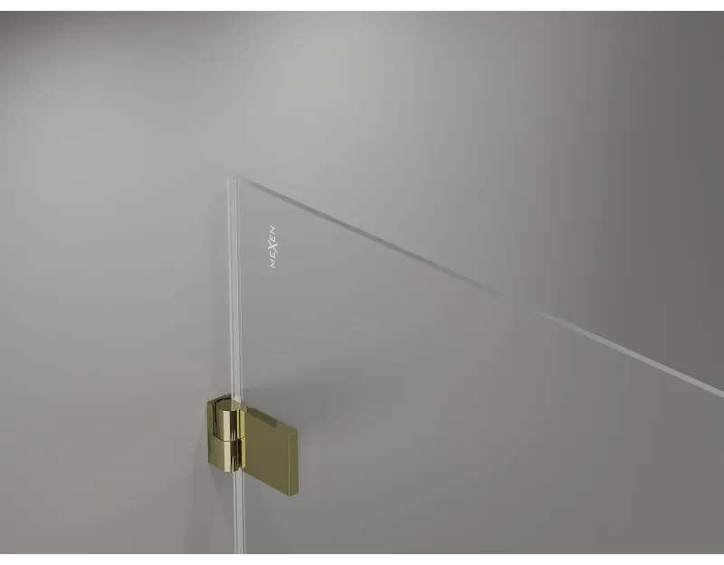 Mexen Lunar-B Duo, výklopný sprchový kút 90 x 90 cm, 8mm číre sklo, zlatý profil, 832-090L-090P-50-00
