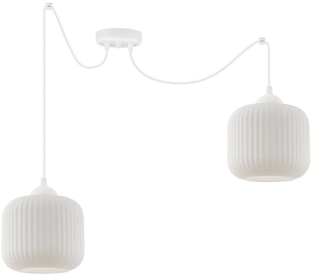 Závesné svietidlo Riffle Spider, 2x biele sklenené tienidlo, w