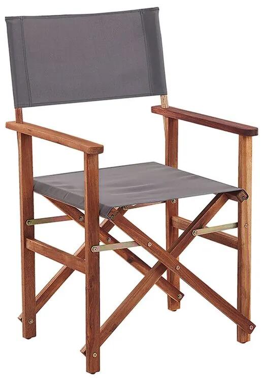 Sada 2 záhradných stoličiek a náhradných poťahov tmavé akáciové drevo/geometrický vzor CINE Beliani