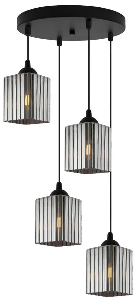 Závesné svietidlo Riffle Square, 4x grafitové sklenené tienidlo, b, o