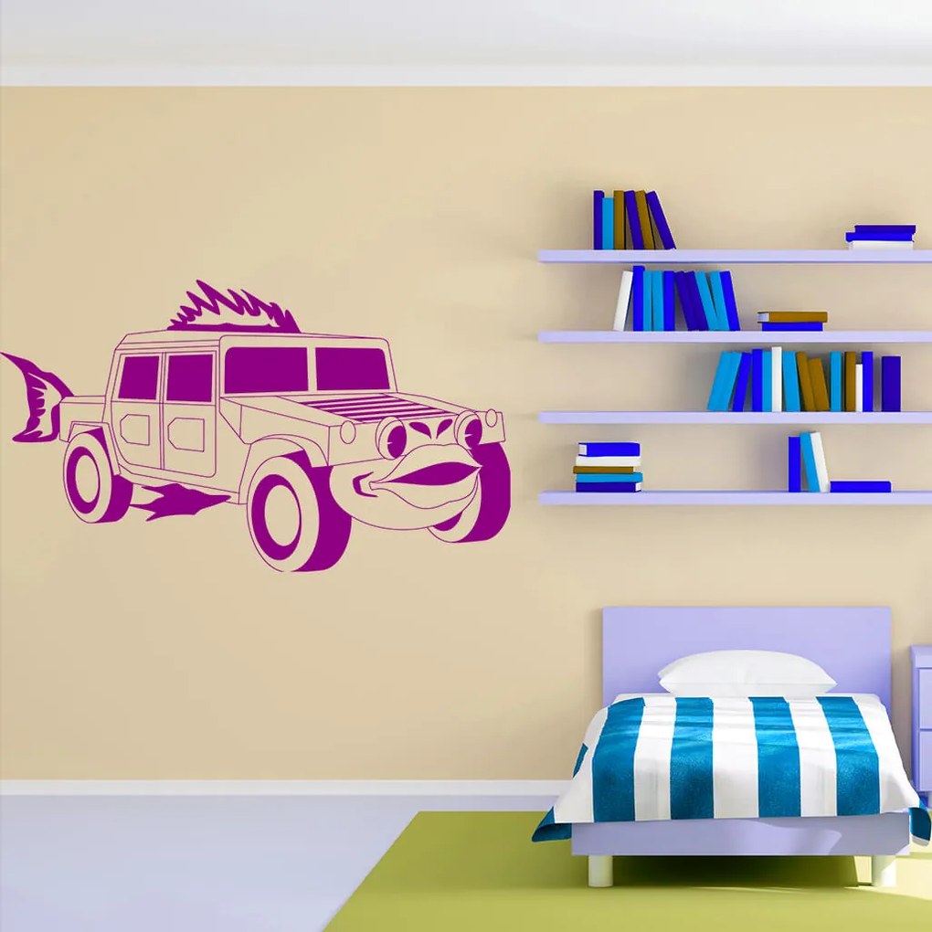 Veselá Stena Samolepka na stenu na stenu Detské autíčko Jeep Farba: černá
