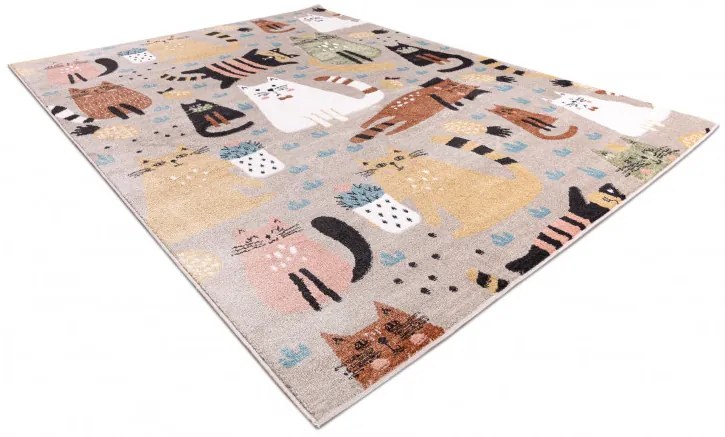 Detský kusový koberec Fun Kittens Cats beige, 160x220, viacfarebná, detská izba, Dywany Łuszczów