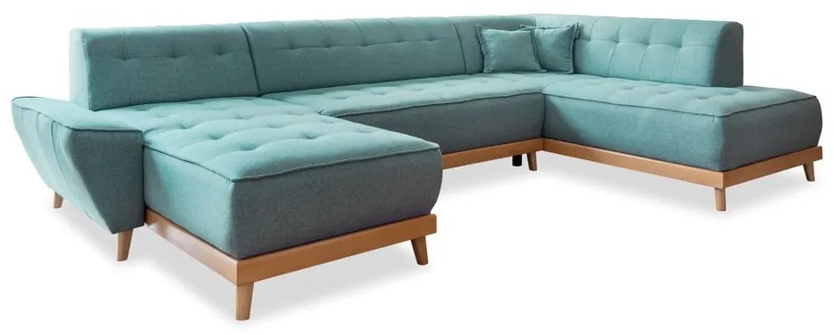 Tyrkysovomodrá rozkladacia rohová pohovka (pravý roh/do tvaru "U") Dazzling Daisy – Miuform