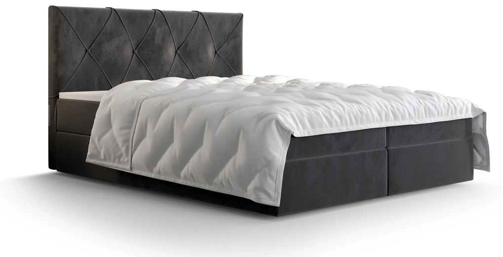 Manželská posteľ Boxspring 180 cm Athena (tmavosivá) (s matracom a úložným priestorom). Vlastná spoľahlivá doprava až k Vám domov. 1046371