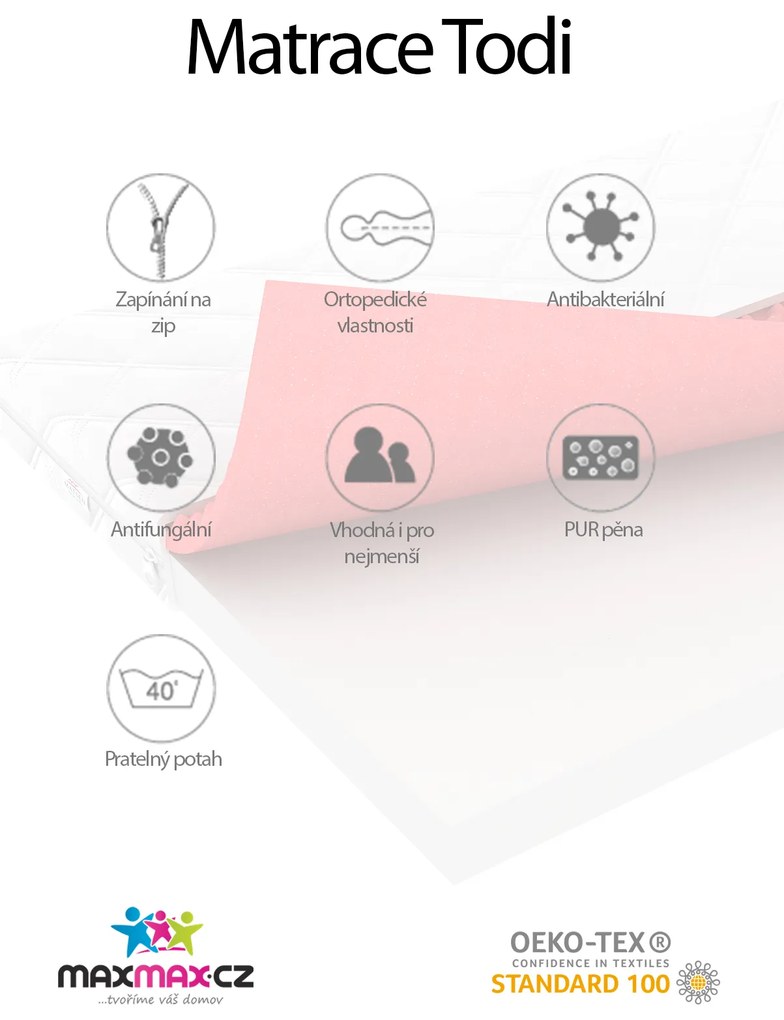 Detský matrac LUX COMFORT TODI 180x80x12 cm - pena/masážna pena