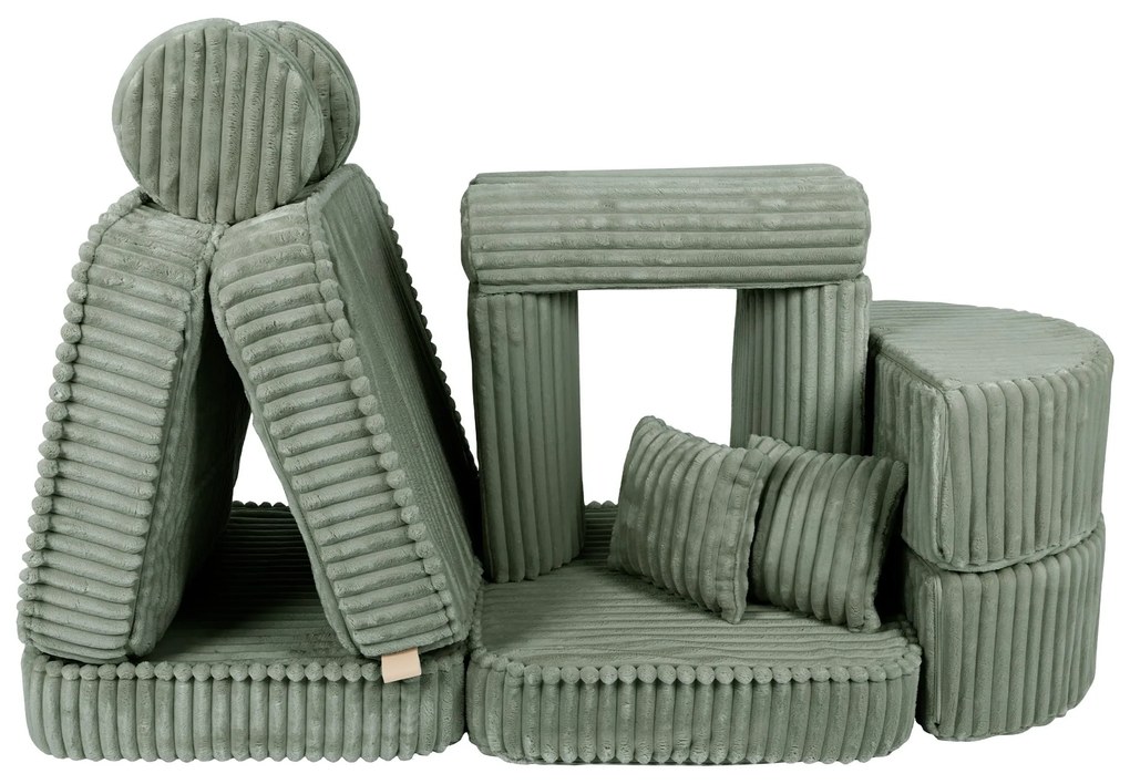 MeowBaby® Churros detská pohovka Max, Olive Sage Green
