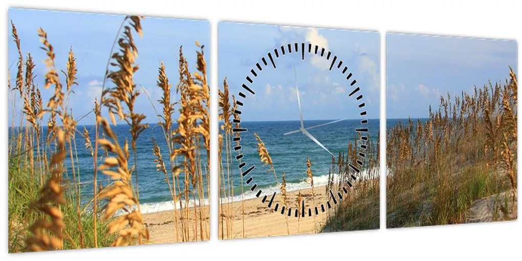 Obraz - Pláž (s hodinami) (90x30 cm)