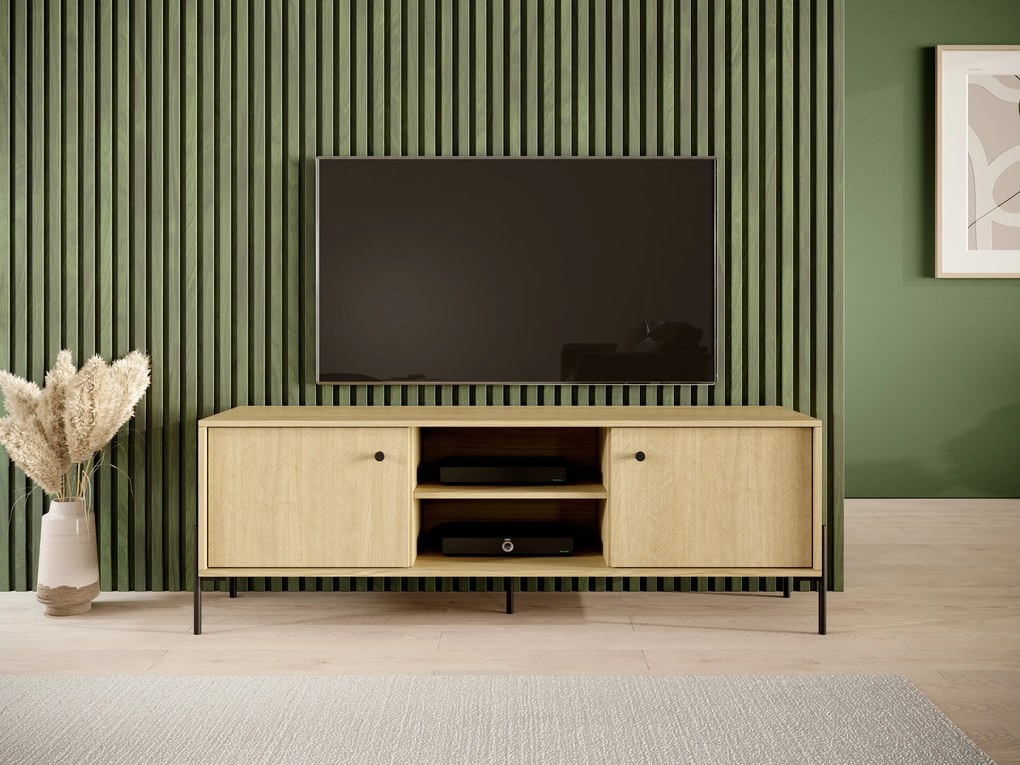 TV stolík/skrinka Scandia 153 2D (dub scandi + jedlička scandi). Akcia -18%. Vlastná spoľahlivá doprava až k Vám domov. 1071390