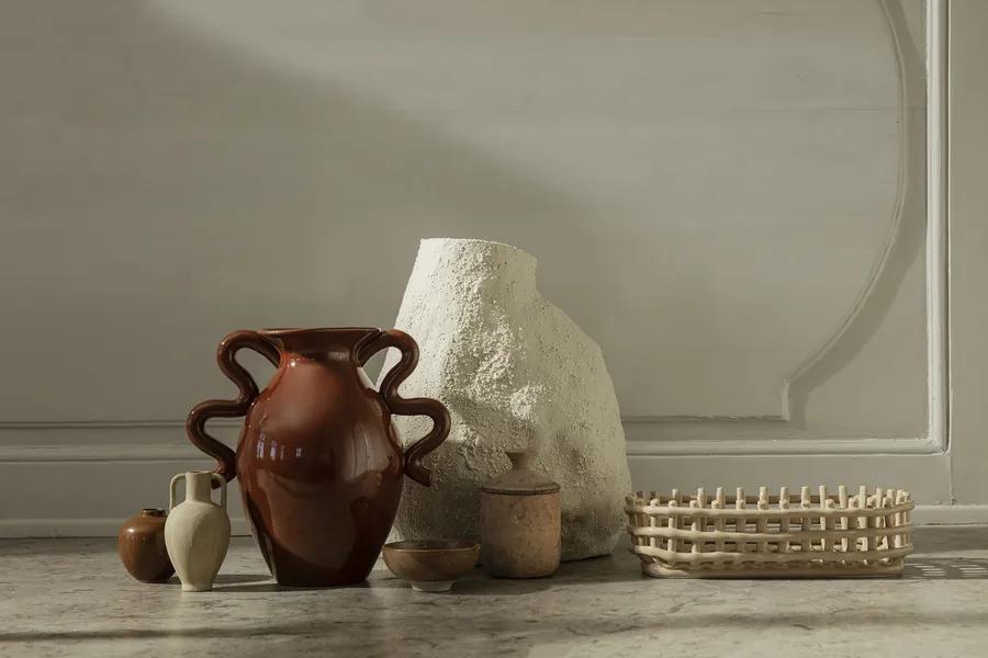 Keramický košík Ceramic Basket, oválny – kašmírový