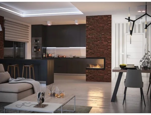 InFire - Rohový BIO krb 80x50 cm obojstranný