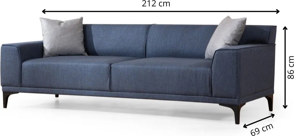 Trojmiestna pohovka Petra 212 cm modrá