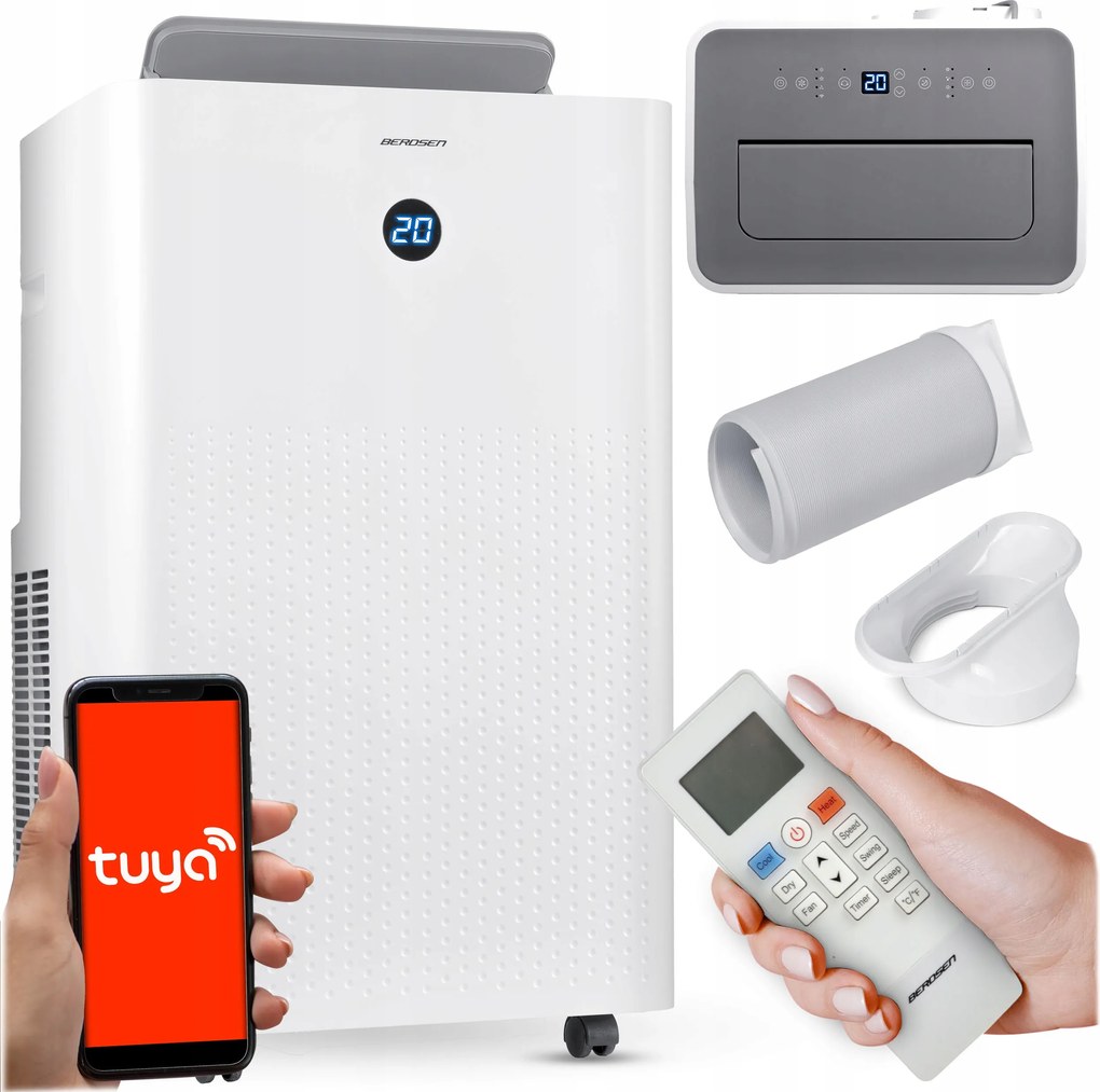 Prenosný klimatizátor 5v1 14000 Btu, odvlhčovač vykurovania WiFi 37 l/24 h Berdsen