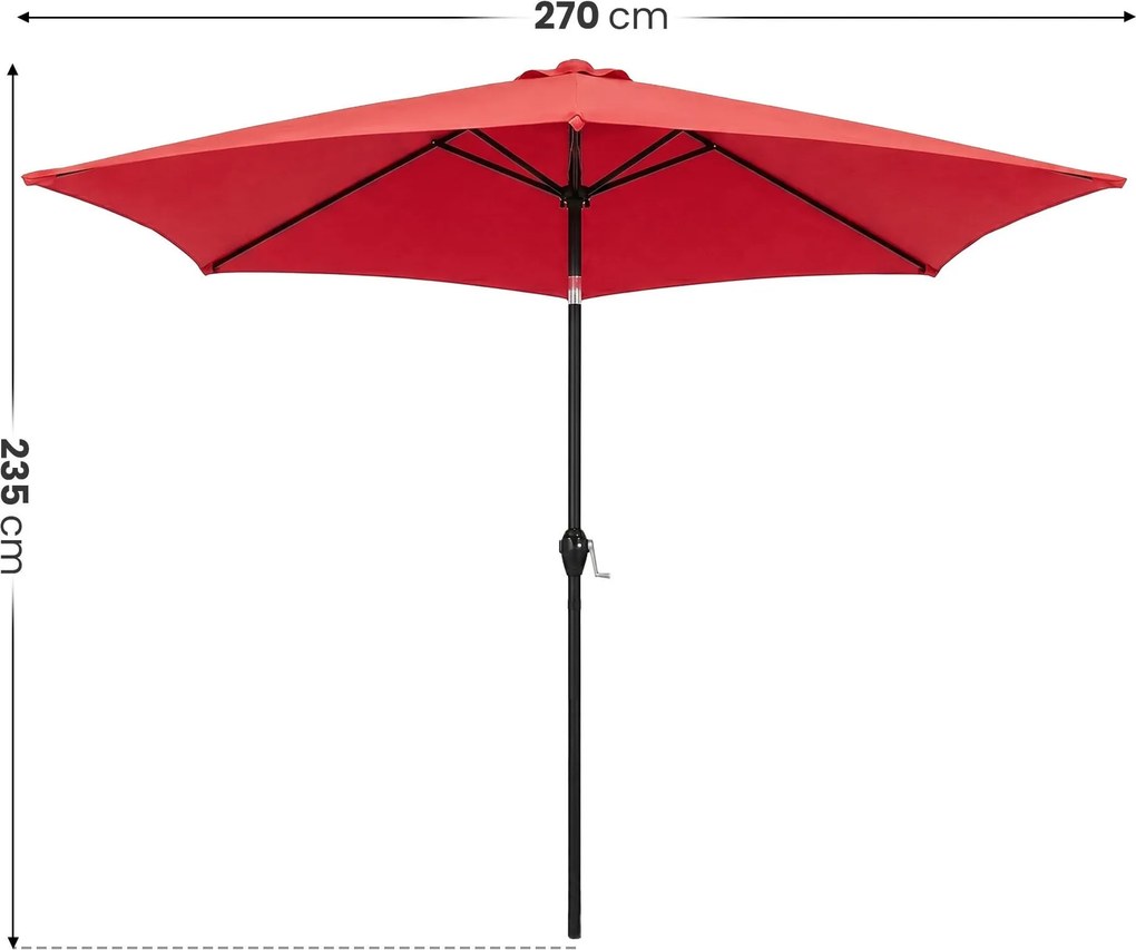 Záhradný slnečník ORIENT 270 cm červený