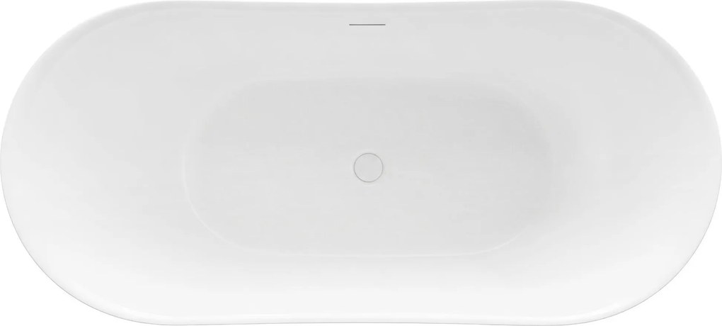 Rea FERRANO Slim, voľne stojaca vaňa 1520×730×670 mm, biela, čierna krytka odtoku, KPL-W6080