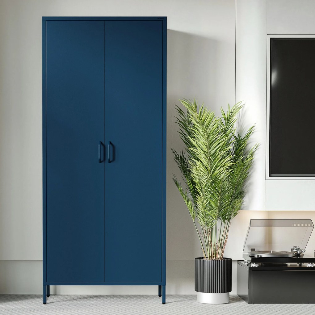 Šatníková skriňa FLAVIO, 800 x 1850 x 450 mm, Modern: tmavomodrá farba