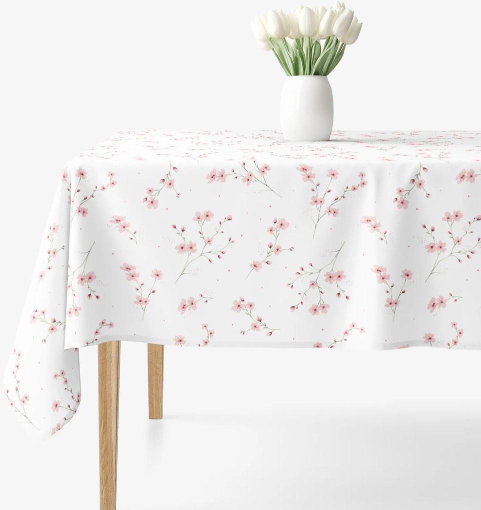 Goldea hranatý obrus 100% bavlnené plátno - kvitnúce sakury 140 x 220 cm