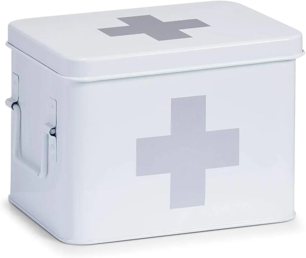 Lekárnička, kovový box na lieky, 2v1, biela MEDICINE XL 32 x 20 x 21