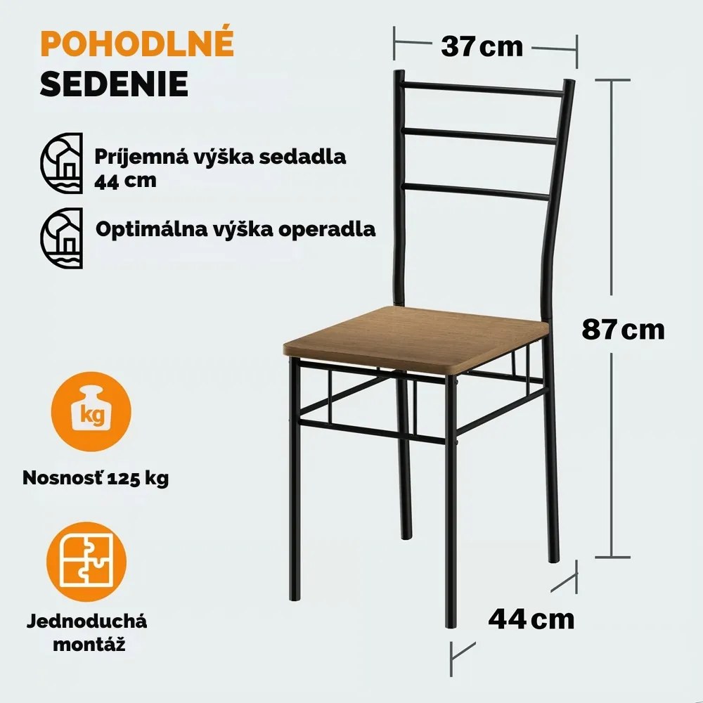 Jedálenská súprava LEO, 5-dielna, čierna/hnedá Casaria