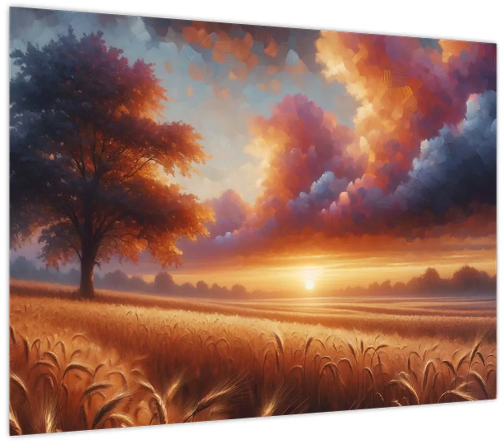 Obraz – Západ slnka na poli (70x50 cm)