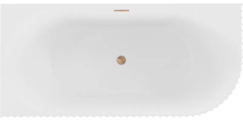 Mexen Gia, voľne stojaca rohová vaňa, drážkovaná, ľavá, 170 x 80 cm, biela matná, medená matná, 52701708001L-65