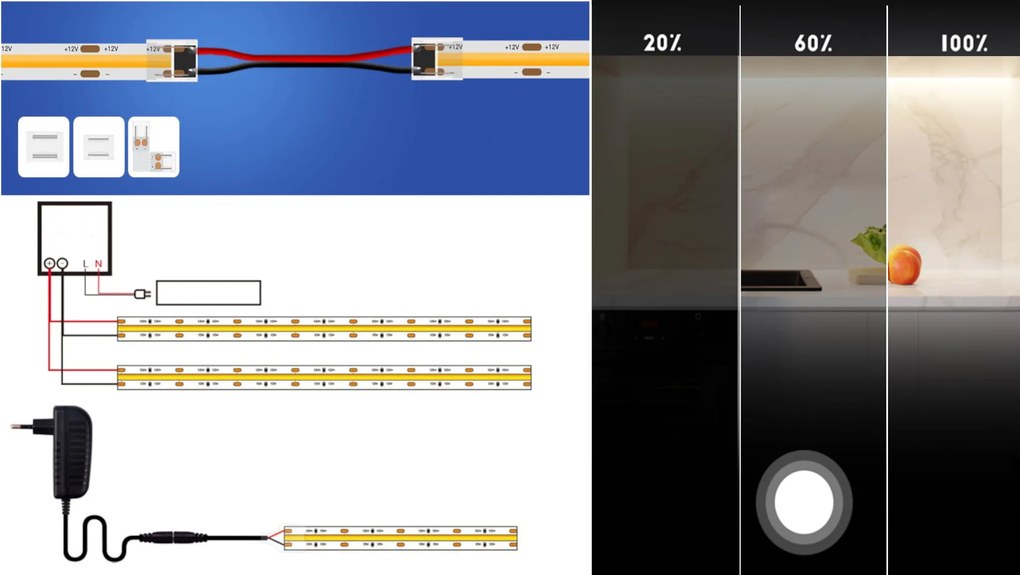 ECOLIGHT LED pásik COB 7W/m 5m teplá biela