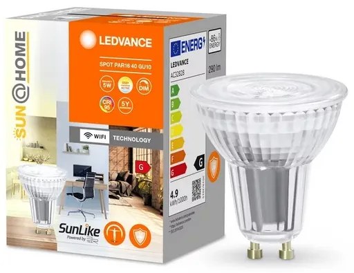 LEDVANCE Smart múdra žiarovka SUN@HOME, GU10, 4,9 W, 268lm, biela