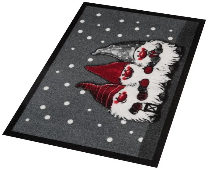 Hanse Home, Rohožka Vianoce - 3 trpaslíci 103037 – na von aj na doma, 40x60, červená, chodba / predsieň