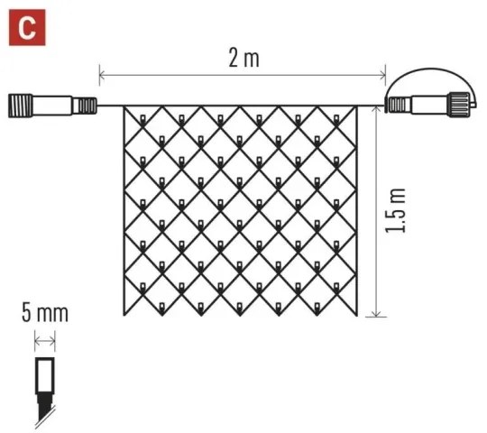 LED Vonkajšia vianočná reťaz 160xLED/2x1,5m IP44 studená biela