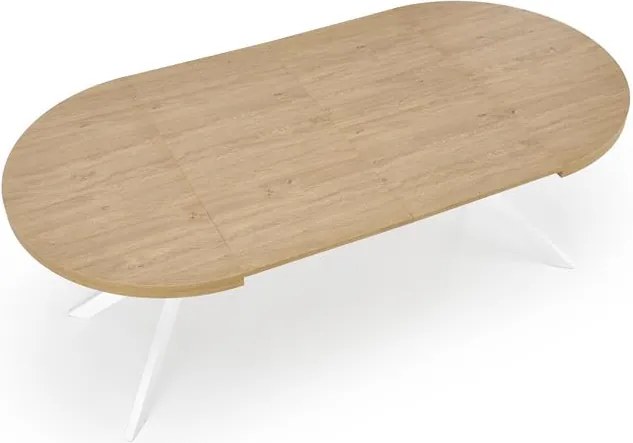 Rozkladací jedálenský stôl 100-250 cm Pepeera (biela + zlatá) (pre 6 8 osôb). Vlastná spoľahlivá doprava až k Vám domov. 1049334