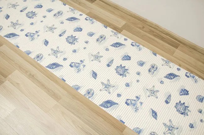 Kúpeľňová penová rohož softy-tex 820 krémová / modrá, mušle