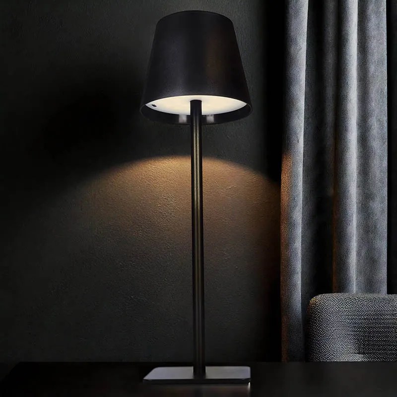 SOLIGHT LED nabíjacia lampička Lucca, 120lm, zmena CCT, stmievanie, čierna