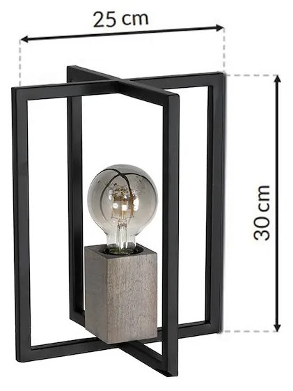 Stolná lampa Ralph, 1x drevené/čierne kovové tienidlo, b