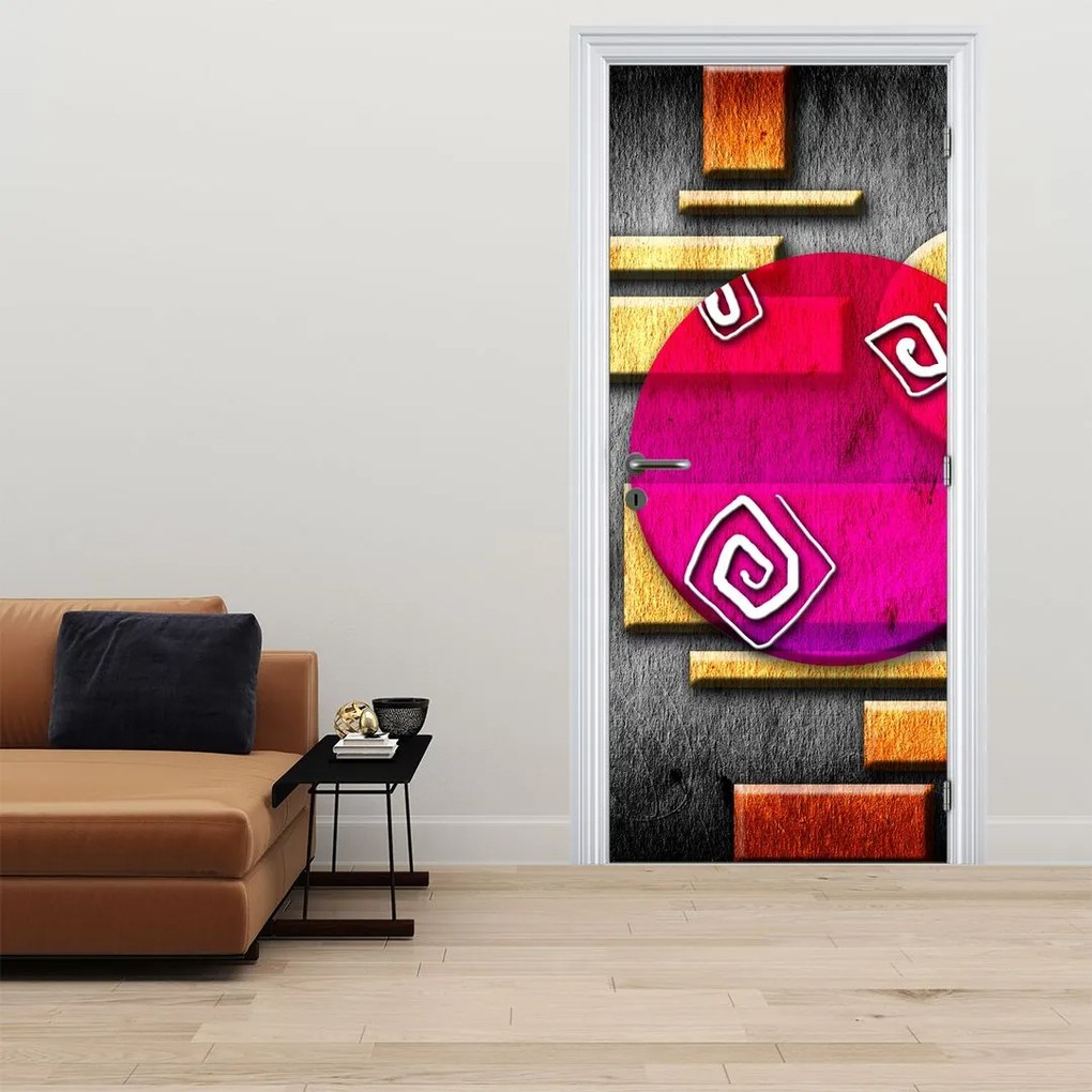 Fototapeta na dvere - Abstrakcia s historickými symbolmi (95x205cm)