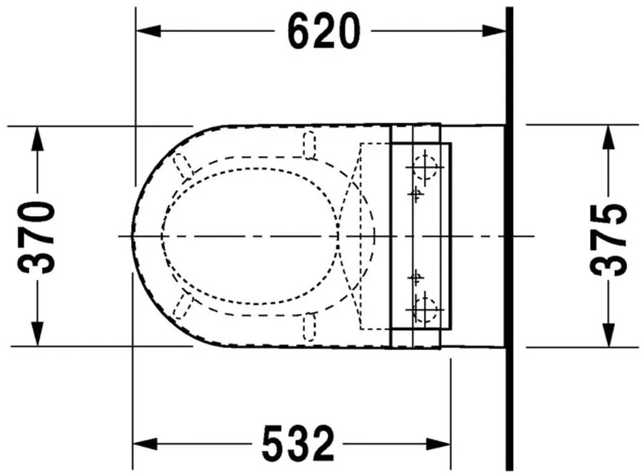 Duravit Starck 2 - závesné WC 37,5 x 62 cm, pre Sensowash sedátka, biele 2533590000