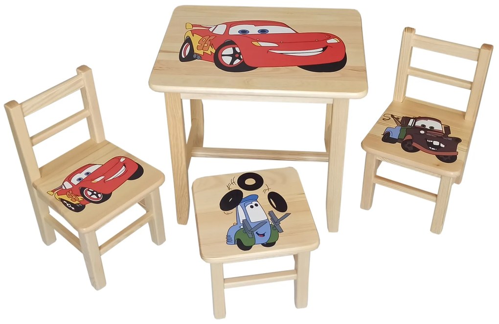 Detský stôl so stoličkami Autá