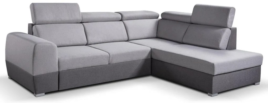 Rozkladacia rohová sedacia súprava MATRIX do L, šedá, pravá, s úložným priestoro