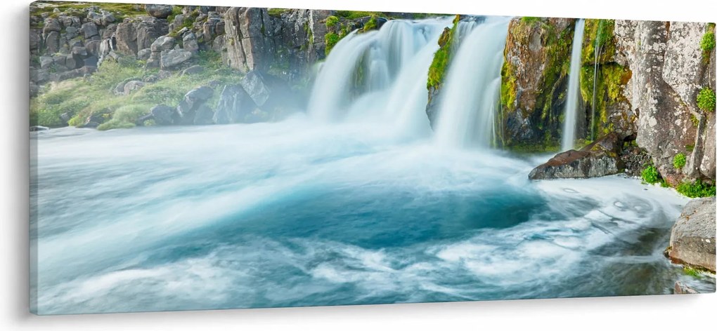 Obraz - Skaly s vodopádmi (120x50 cm)