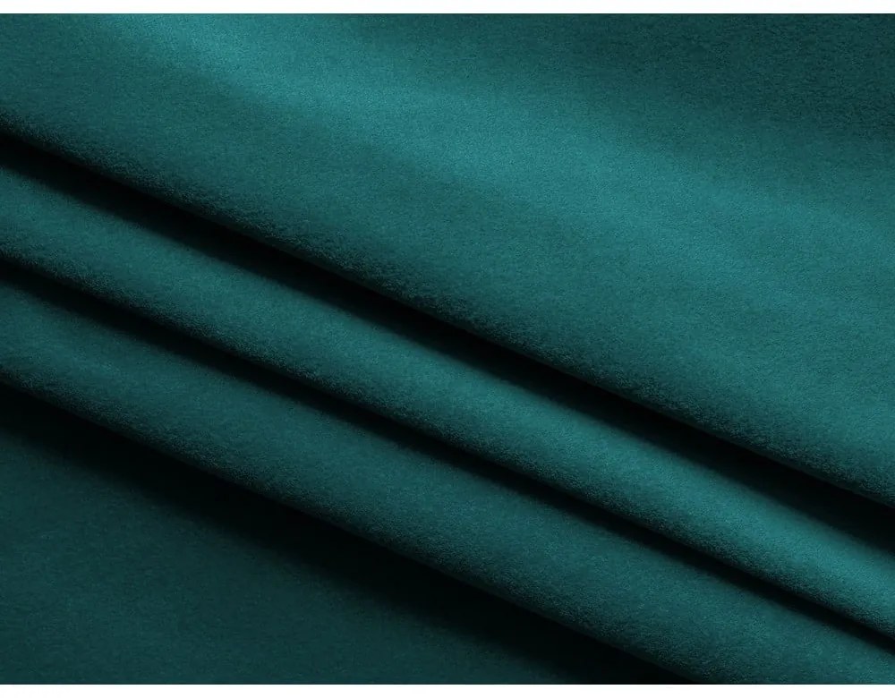 Tyrkysovomodrá zamatová rozkladacia/s úložným priestorom rohová pohovka (pravý roh/s leňoškou) Kapua – Makamii