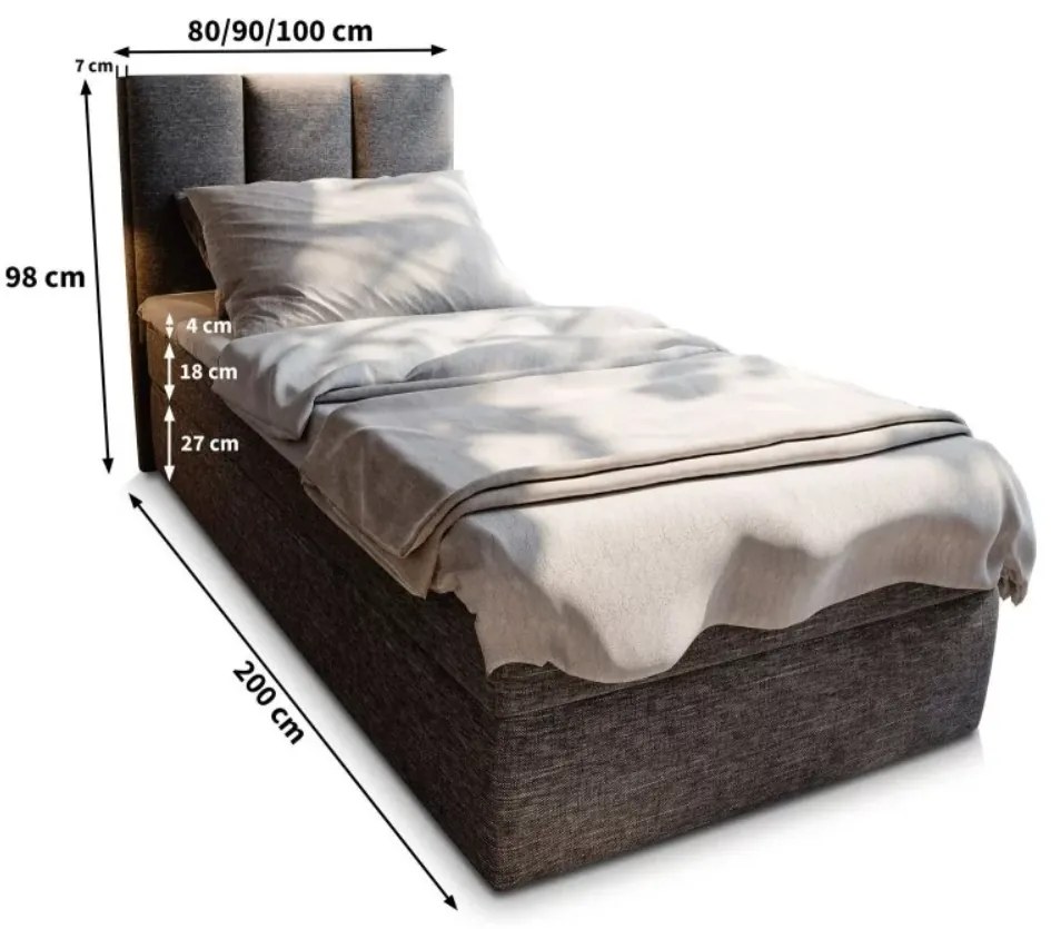 Čalúnená posteľ boxspring MERALIS 100x200 cm béžová Matrac: Bonell pružinová matrac