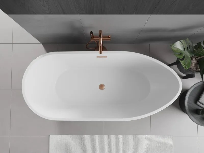 Mexen Eos, voľne stojaca vaňa 150 x 75 cm, biela-čierna, medený prepad, 52471507575-65