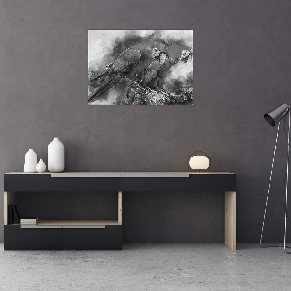 Obraz - Akvareloví papagáje (70x50 cm)