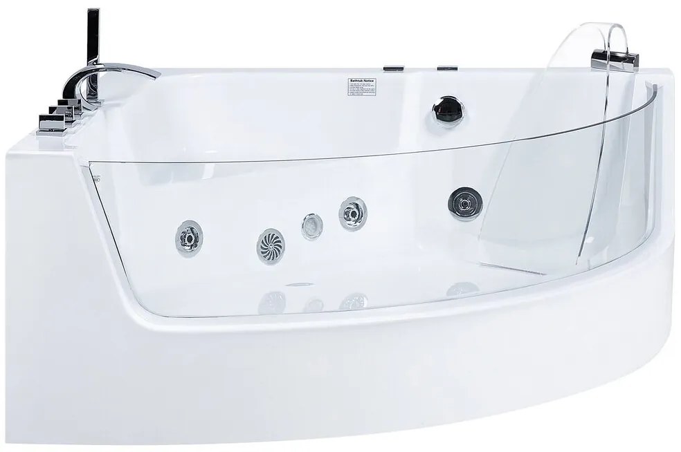 Vírivá vaňa s LED osvetlením 190 x 135 cm biela MARINA Beliani