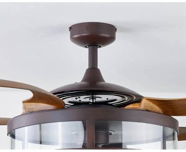 FANAWAY 212925 - LED Stropný ventilátor CLASSIC 3xE27/4W/230V hnedá + DO