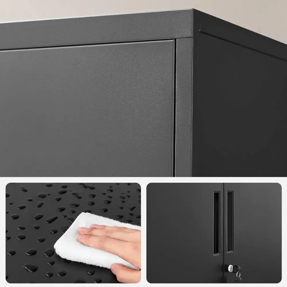 SongmicsHome Viacúčelová kovová skrinka RAVEN, 40x80x90cm, čierna